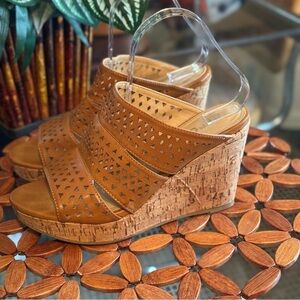 Report Danica Laser Cut Mule Cork Wedge Heels